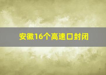 安徽16个高速口封闭