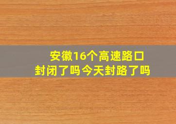 安徽16个高速路口封闭了吗今天封路了吗