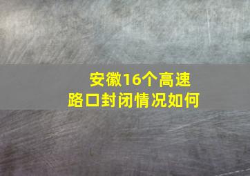 安徽16个高速路口封闭情况如何