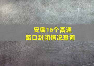 安徽16个高速路口封闭情况查询