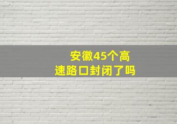 安徽45个高速路口封闭了吗