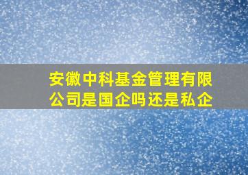 安徽中科基金管理有限公司是国企吗还是私企