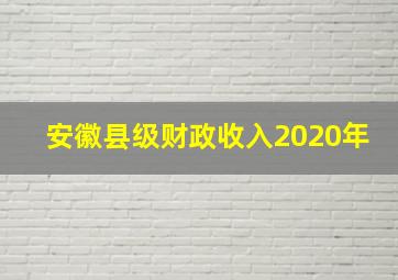 安徽县级财政收入2020年