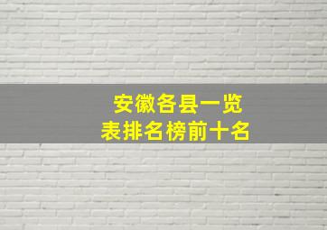 安徽各县一览表排名榜前十名