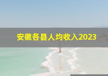 安徽各县人均收入2023