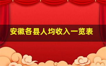 安徽各县人均收入一览表