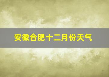 安徽合肥十二月份天气