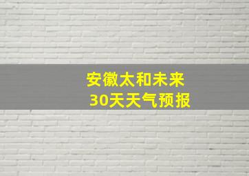 安徽太和未来30天天气预报