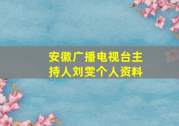 安徽广播电视台主持人刘雯个人资料