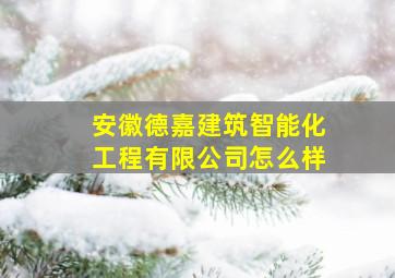 安徽德嘉建筑智能化工程有限公司怎么样