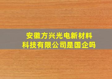 安徽方兴光电新材料科技有限公司是国企吗