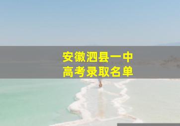 安徽泗县一中高考录取名单