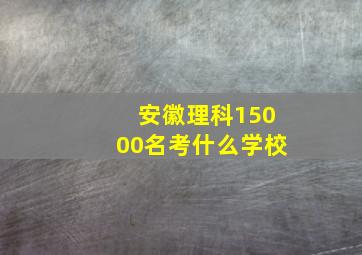 安徽理科15000名考什么学校