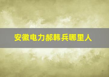 安徽电力郝韩兵哪里人