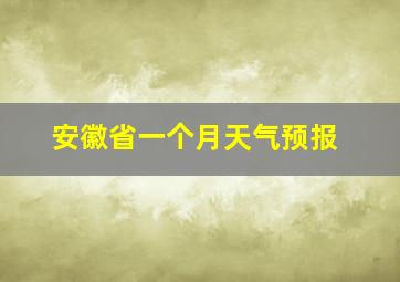 安徽省一个月天气预报