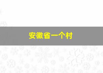 安徽省一个村