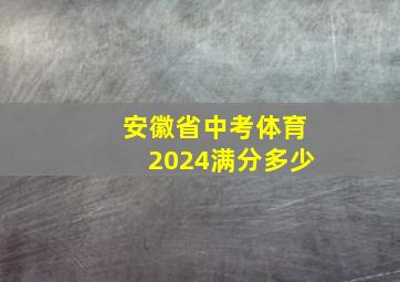 安徽省中考体育2024满分多少