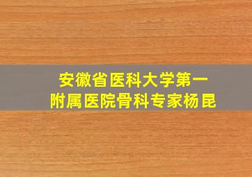 安徽省医科大学第一附属医院骨科专家杨昆