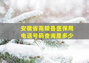 安徽省南陵县医保局电话号码查询是多少