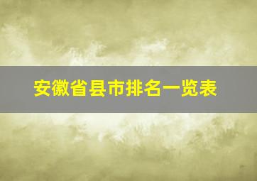 安徽省县市排名一览表