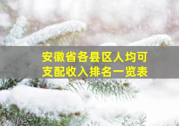 安徽省各县区人均可支配收入排名一览表