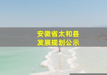 安徽省太和县发展规划公示