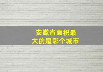 安徽省面积最大的是哪个城市