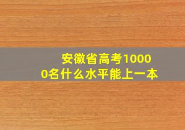 安徽省高考10000名什么水平能上一本