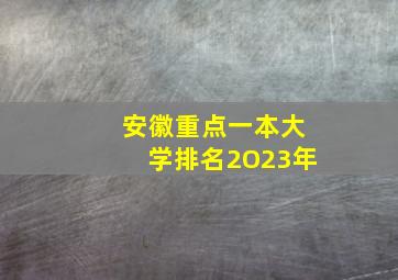 安徽重点一本大学排名2O23年