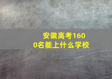 安徽高考1600名能上什么学校