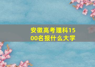 安徽高考理科1500名报什么大学