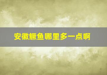 安徽鳜鱼哪里多一点啊