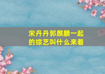 宋丹丹郭麒麟一起的综艺叫什么来着