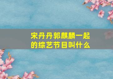 宋丹丹郭麒麟一起的综艺节目叫什么