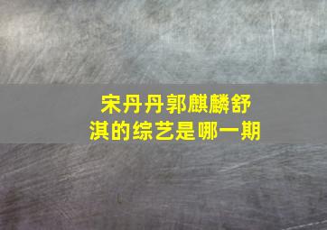 宋丹丹郭麒麟舒淇的综艺是哪一期