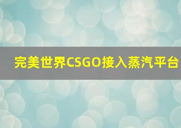 完美世界CSGO接入蒸汽平台