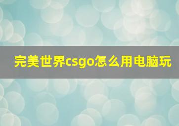 完美世界csgo怎么用电脑玩