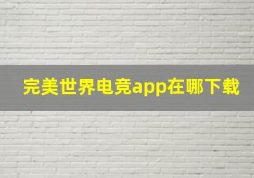 完美世界电竞app在哪下载