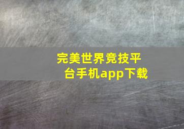 完美世界竞技平台手机app下载