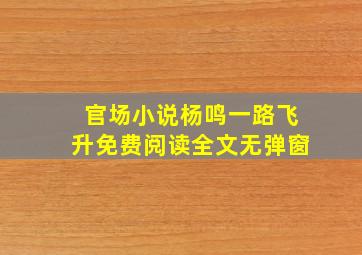 官场小说杨鸣一路飞升免费阅读全文无弹窗