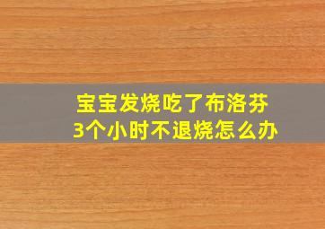 宝宝发烧吃了布洛芬3个小时不退烧怎么办