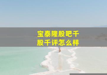 宝泰隆股吧千股千评怎么样