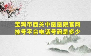 宝鸡市西关中医医院官网挂号平台电话号码是多少