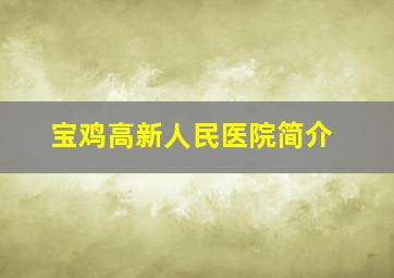 宝鸡高新人民医院简介