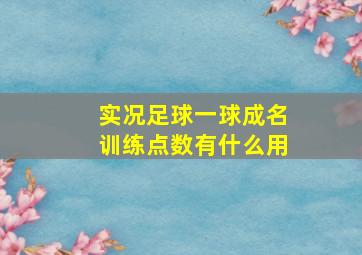 实况足球一球成名训练点数有什么用