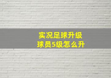 实况足球升级球员5级怎么升