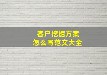 客户挖掘方案怎么写范文大全