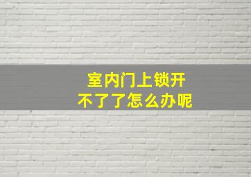 室内门上锁开不了了怎么办呢