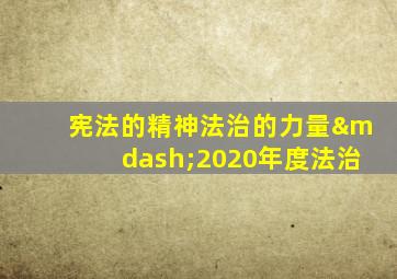 宪法的精神法治的力量—2020年度法治