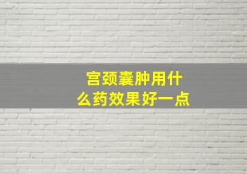 宫颈囊肿用什么药效果好一点